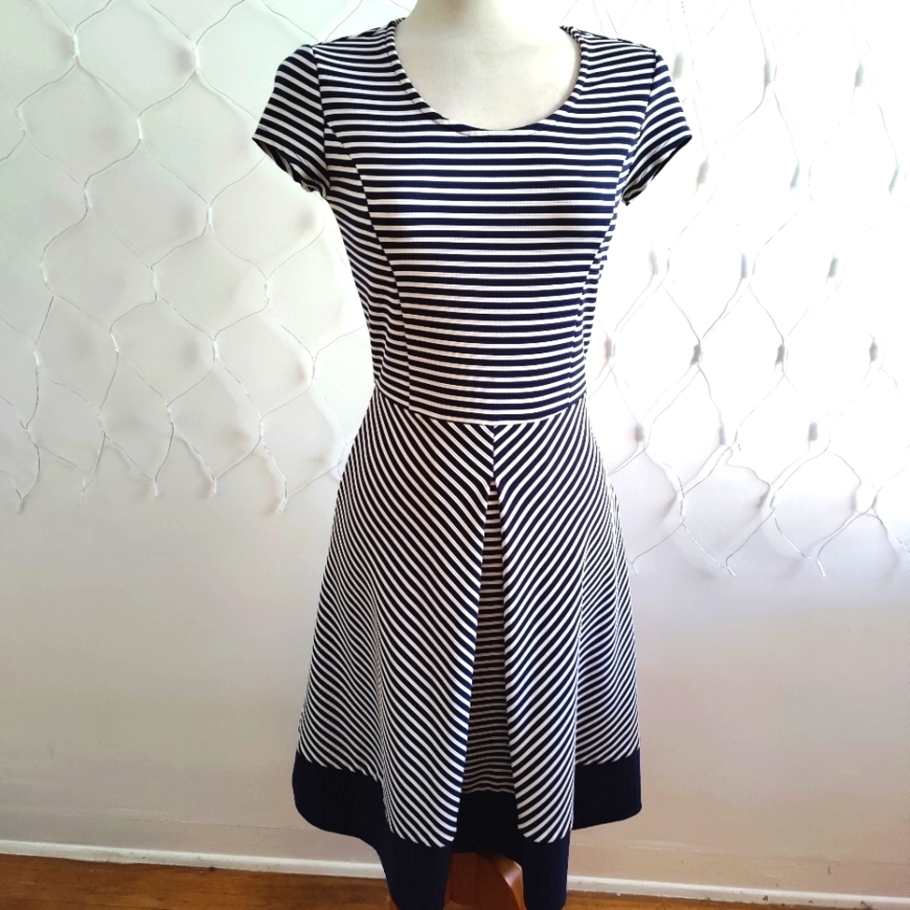 Striped A-Line Dress by DE Collection / Size Small